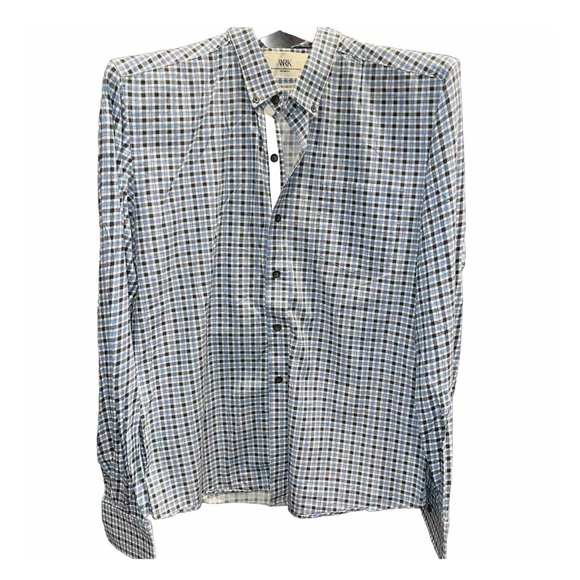 WRK The Reworked Shirt Blue Black Gray Checkered Lightweight Cotton mens large L - Picture 9 of 10